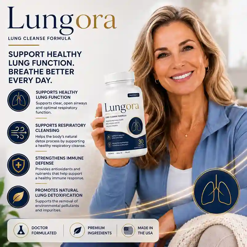 Lungora Lung Cleanse Formula &mdash; once daily capsule supplement for healthy lung function, respiratory cleansing and immunity, 30 capsules